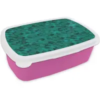 MuchoWow Broodtrommel Roze - Lunchbox Vloeiend - Olie - Verf - Texturen - Groen - Brooddoos 18x12x6 cm - Brood lunch box - Broodtrommels voor kinderen en volwassenen
