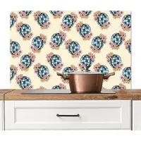 KitchenYeah Spatscherm keuken 100x65 cm - Kookplaat achterwand Retro - Disco - Bloemen - Discobal- Multi - Muurbeschermer - Spatwand fornuis - Hoogwaardig aluminium