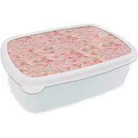 MuchoWow Broodtrommel Wit - Lunchbox Vloeiend - Olie - Verf - Texturen - Roze - Brooddoos 18x12x6 cm - Brood lunch box - Broodtrommels voor kinderen en volwassenen