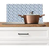 KitchenYeah Spatscherm keuken 60x30 cm - Kookplaat achterwand Nautisch - Chic - Diamant - Blauw - Wit - Muurbeschermer - Spatwand fornuis - Hoogwaardig aluminium