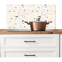 KitchenYeah Spatscherm keuken 80x40 cm - Kookplaat achterwand Terrazzo - Patroon - Kleurrijk - Festival - Muurbeschermer - Spatwand fornuis - Hoogwaardig aluminium