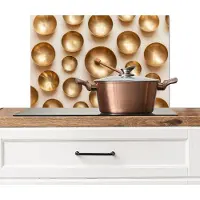 KitchenYeah Spatscherm keuken 60x40 cm - Kookplaat achterwand Symmetrisch - Goud - Brons - Balans - Muurbeschermer - Spatwand fornuis - Hoogwaardig aluminium