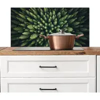 KitchenYeah Spatscherm keuken 90x45 cm - Kookplaat achterwand Bomen - Naaldwoud - Structuur - Muurbeschermer - Spatwand fornuis - Hoogwaardig aluminium