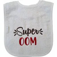 Funnies Witte slab met "Super Oom" - kraamcadeautje, cadeautje, babyshower, verjaardag, nieuwtje, slabbetje, slabbertje, slabje