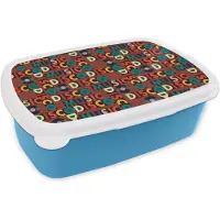 MuchoWow Broodtrommel Blauw - Lunchbox Retro - Disco - Muziek - 70s - Multi - Brooddoos 18x12x6 cm - Brood lunch box - Broodtrommels voor kinderen en volwassenen