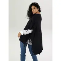 Aniston | Poncho | Zwart | Fijn breisel | Maat 3 ( 46-50)