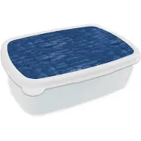 MuchoWow Broodtrommel Wit - Lunchbox Vloeiend - Olie - Verf - Texturen - Strepen - Blauw - Brooddoos 18x12x6 cm - Brood lunch box - Broodtrommels voor kinderen en volwassenen