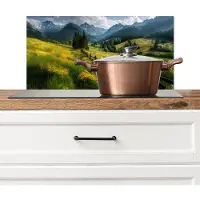 KitchenYeah Spatscherm keuken 70x30 cm - Kookplaat achterwand Veld - Hek - Bergen - Bloemen - Muurbeschermer - Spatwand fornuis - Hoogwaardig aluminium