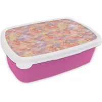 MuchoWow Broodtrommel Roze - Lunchbox Vloeiend - Olie - Verf - Texturen - Multi - Zacht - Brooddoos 18x12x6 cm - Brood lunch box - Broodtrommels voor kinderen en volwassenen