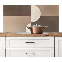 KitchenYeah Spatscherm keuken 120x60 cm - Kookplaat achterwand Raster - Halve cirkels - Contrast - Muurbeschermer - Spatwand fornuis - Hoogwaardig aluminium