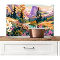 KitchenYeah Spatscherm keuken 90x60 cm - Kookplaat achterwand Rivier - Vallei vol bloemen - Levendig - Muurbeschermer - Spatwand fornuis - Hoogwaardig aluminium