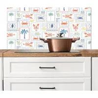 KitchenYeah Spatscherm keuken 100x50 cm - Kookplaat achterwand Italiaans - Zee - Sfeer - Krab - Multi - Muurbeschermer - Spatwand fornuis - Hoogwaardig aluminium
