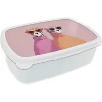 MuchoWow Broodtrommel Wit - Lunchbox Jachtluipaarden - Zonnebrillen - Truien - Brooddoos 18x12x6 cm - Brood lunch box - Broodtrommels voor kinderen en volwassenen
