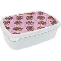 MuchoWow Broodtrommel Wit - Lunchbox Retro - Disco - Discoball - 70s - Multi - Brooddoos 18x12x6 cm - Brood lunch box - Broodtrommels voor kinderen en volwassenen