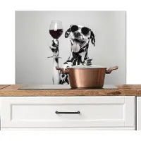 KitchenYeah Spatscherm keuken 80x55 cm - Kookplaat achterwand Zonnebril - Dalmatiër - Wijnglas - Tong - Muurbeschermer - Spatwand fornuis - Hoogwaardig aluminium