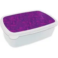 MuchoWow Broodtrommel Wit - Lunchbox Vloeiend - Olie - Verf - Texturen - Fel paars - Brooddoos 18x12x6 cm - Brood lunch box - Broodtrommels voor kinderen en volwassenen