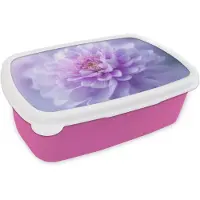 MuchoWow Broodtrommel Roze - Lunchbox Paars - Dahlia - Dromerig - Brooddoos 18x12x6 cm - Brood lunch box - Broodtrommels voor kinderen en volwassenen
