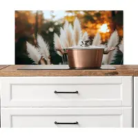KitchenYeah Spatscherm keuken 80x40 cm - Kookplaat achterwand Pampasgras - Pluimen - Sierlijk - Muurbeschermer - Spatwand fornuis - Hoogwaardig aluminium