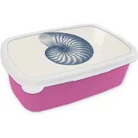 MuchoWow Broodtrommel Roze - Lunchbox Blauw - Schelp - Spiraal - Brooddoos 18x12x6 cm - Brood lunch box - Broodtrommels voor kinderen en volwassenen