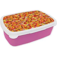 MuchoWow Broodtrommel Roze - Lunchbox Vloeiend - Olie - Verf - Texturen - Rechthoekig - Brooddoos 18x12x6 cm - Brood lunch box - Broodtrommels voor kinderen en volwassenen