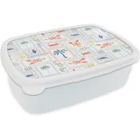 MuchoWow Broodtrommel Wit - Lunchbox Italiaans - Zee - Sfeer - Krab - Multi - Brooddoos 18x12x6 cm - Brood lunch box - Broodtrommels voor kinderen en volwassenen