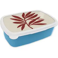 MuchoWow Broodtrommel Blauw - Lunchbox Tak - Bladeren - Rood - Brooddoos 18x12x6 cm - Brood lunch box - Broodtrommels voor kinderen en volwassenen