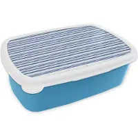 MuchoWow Broodtrommel Blauw - Lunchbox Frans - Citroen - Strepen - Blauw - Brooddoos 18x12x6 cm - Brood lunch box - Broodtrommels voor kinderen en volwassenen