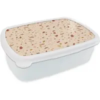 MuchoWow Broodtrommel Wit - Lunchbox Terrazzo - Patroon - Kleurrijk - Steen - Brooddoos 18x12x6 cm - Brood lunch box - Broodtrommels voor kinderen en volwassenen