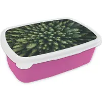 MuchoWow Broodtrommel Roze - Lunchbox Bomen - Naaldwoud - Structuur - Brooddoos 18x12x6 cm - Brood lunch box - Broodtrommels voor kinderen en volwassenen
