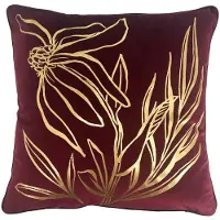 Dutch decor LONNEKE - sierkussen 45x45 cm - bladmotief - Pomegranate - rood - Inclusief binnenkussen - Luxe kussens voor woonkamer & bank