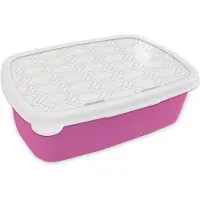 MuchoWow Broodtrommel Roze - Lunchbox Grafisch - Patroon - Modern - Fijnstijl - Dubbel - Brooddoos 18x12x6 cm - Brood lunch box - Broodtrommels voor kinderen en volwassenen
