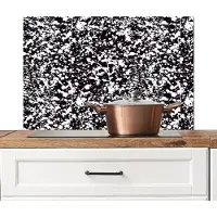 KitchenYeah Spatscherm keuken 80x55 cm - Kookplaat achterwand Spat - Abstract - Waterverf - Stippen - Zwart - Wit - Muurbeschermer - Spatwand fornuis - Hoogwaardig aluminium