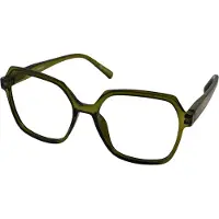 Vista Bonita Leesbril MIRA - Sterkte +3.00 - Kleur Army Green - Blauwlichtfilter – Unisex - Modern zeshoekig Design - Incl. etui en doekje
