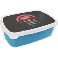 MuchoWow Broodtrommel Blauw - Lunchbox Cirkel - Abstract - Roze - Brooddoos 18x12x6 cm - Brood lunch box - Broodtrommels voor kinderen en volwassenen