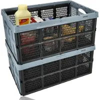 Merkloos Betrouwbare Blauwe Vouwkrat 32L van Gerecycled Plastic 50cm x 21cm x 33cm Set Van 2 Inklapbaar Zonder Deksel Met