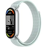 Strap-it Modern nylon bandje met klittenband - geschikt voor Xiaomi Smart Band 8 / Smart Band 9 / Smart Band 10 (cyaan)