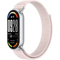 Strap-it Modern nylon bandje met klittenband - geschikt voor Xiaomi Smart Band 8 / Smart Band 9 / Smart Band 10 (lichtroze)