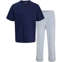 Jack & Jones Pyjama lang 'JACFlorence' lichtblauw / donkerblauw / wit