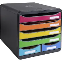 Exacompta BIG BOX MAXI Iderama regenboog, 6 open laden (4 grote/2 kleine) A4/A4+, stil, stapelbaar, 25 jaar