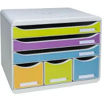 Exacompta STOREBOX Pop N'Co, 6 open lades (3 plat/3 hoog) A4+, 27 cm diep, stil, Blauwe Engel, 25 jaar
