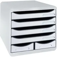 Exacompta BIG BOX MAXI Office lichtgrijs, 6 open laden (4 grote/2 kleine) A4/A4+, stil, stapelbaar, 25 jaar