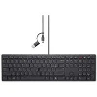 Dell Kabelbediende toetsenbord voor samenwerking – KB525C - Spaans (QWERTY), Volledige grootte (100%), Kabel, USB, Plunger-toetsmechanisme, QWERTY, Zwart