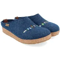 Iesse Schuh Haflinger Grizzly Pistenglück Damenschuhe Pantoletten Bequem Hausschuh Blau Freizeit