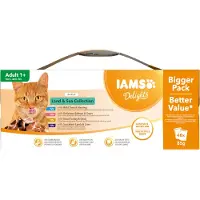 IAMS Delights Land & Sea Collection in gravy / in jelly natvoer kat (48x85 g) 48 x 85 g in gelei