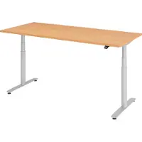 Hammerbacher Bureau XDLR elektrisch in hoogte verstelbaar 180 x 80 Beuken - Zilver