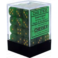 Chessex Vortex groen/goud D6 12mm Dobbelsteen Set (36 stuks)