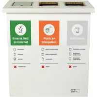 KarTent Kartonnen eco bin drie vakken - GFT - Plastic/drinkpakken - Bekers - Afvalscheiden -