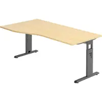 Hjh OFFICE PRO MEGA 18 G | 180x100 | hoogte verstelbaar - 180 x 100 Tafelhoogte I In hoogte verstelbaar Esdoorn/Grafiet