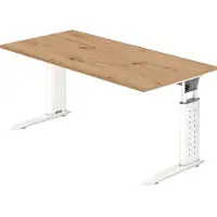 Froschkönig24 VUS Hoogteverstelbaar Bureau Rechthoekig Eiken C-Voet 1,600 (B) x 800 (D) x 860 (H) mm Spaanplaat, Staal