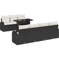 vidaXL Tuinbank Set 8 st Zwart Poly Riet